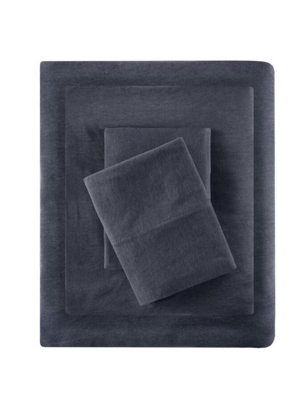 INTELLIGENT DESIGN Jersey-Knit Cotton Blend 3-Pc. Sheet Set, Twin XL Drk Gry
